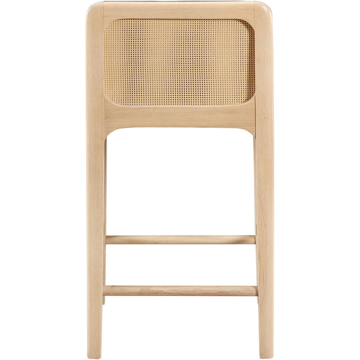 Ellis Cane And Vegan Leather Upholstered Counter Stool — Black / Natural