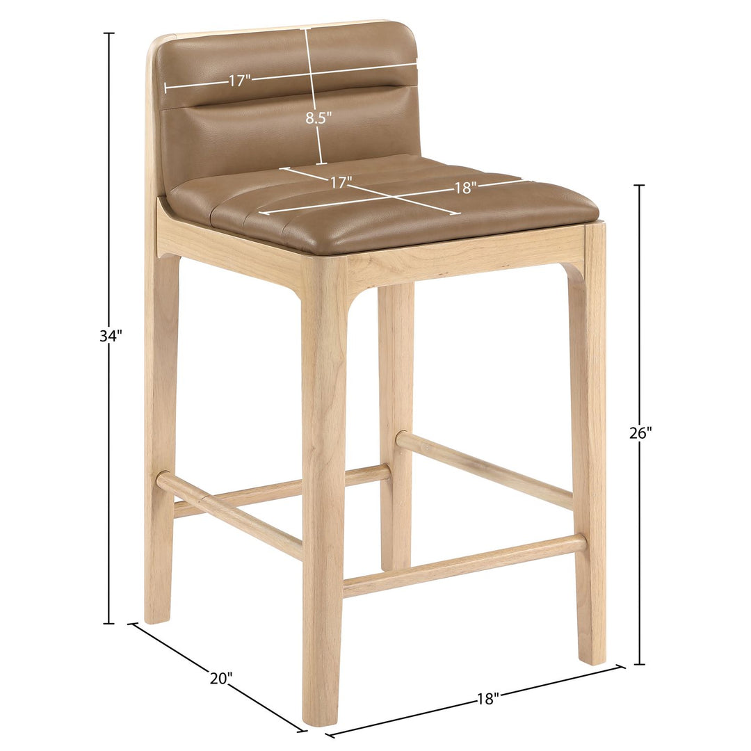 Ellis Cane And Vegan Leather Upholstered Counter Stool — Tan / Natural