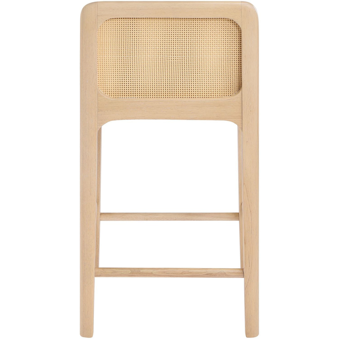 Ellis Cane And Vegan Leather Upholstered Counter Stool — Tan / Natural