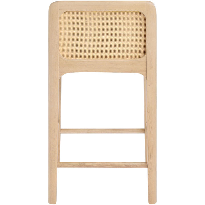 Ellis Cane And Vegan Leather Upholstered Counter Stool — Tan / Natural