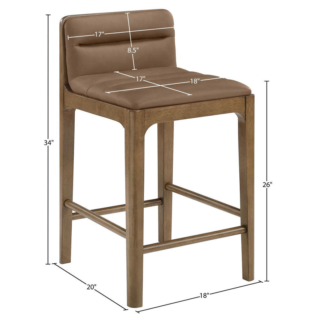 Ellis Cane And Vegan Leather Upholstered Counter Stool — Brown / Brown