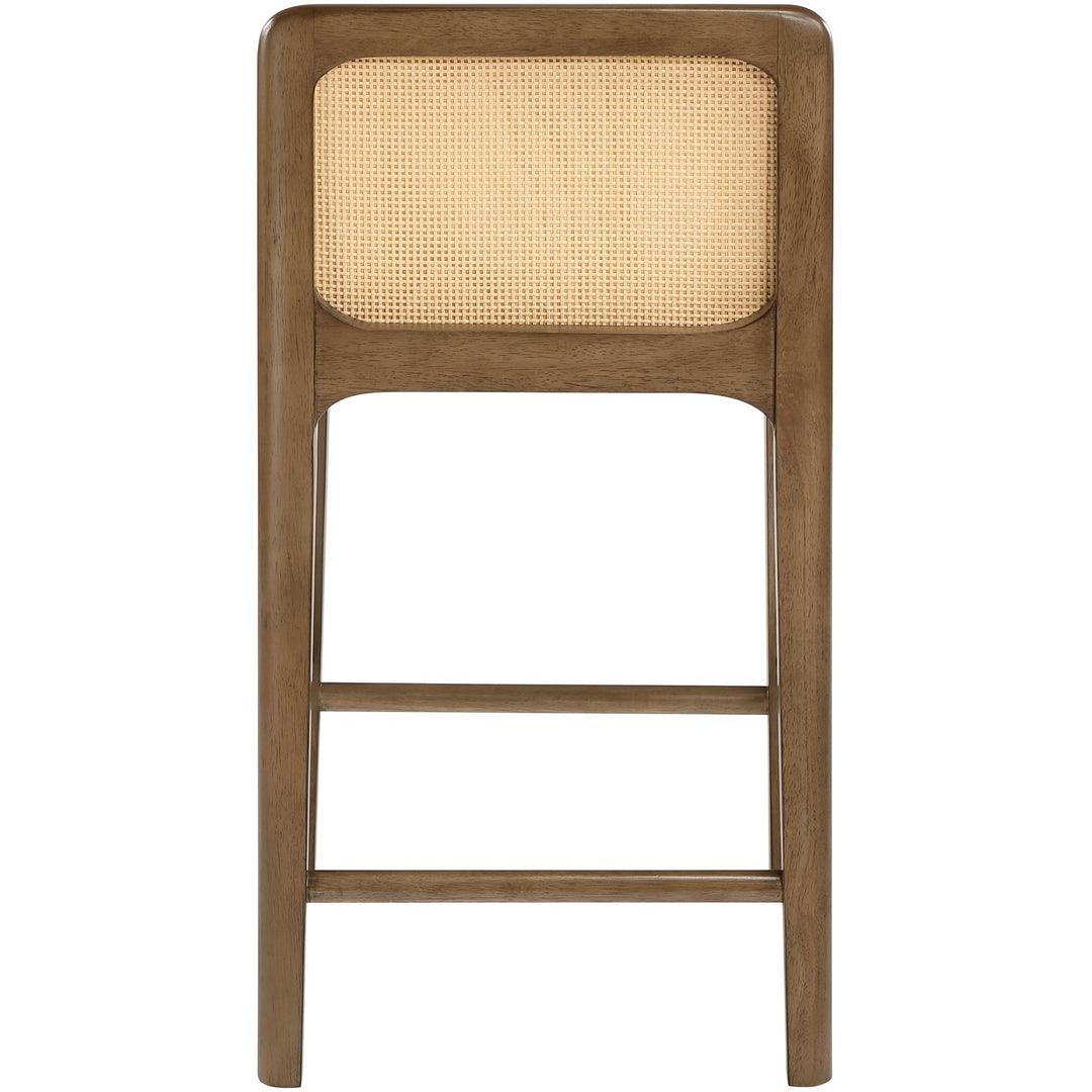 Ellis Cane And Vegan Leather Upholstered Counter Stool — Brown / Brown