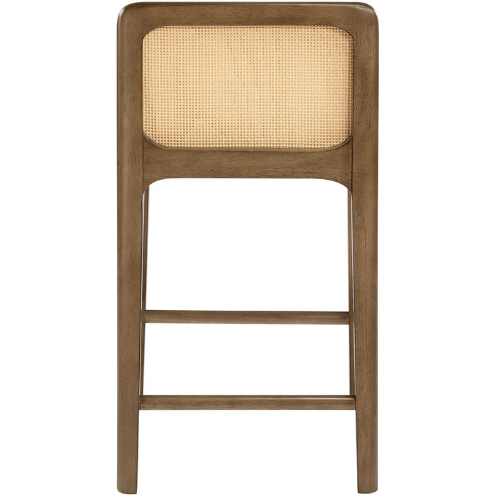 Ellis Cane And Vegan Leather Upholstered Counter Stool — Cognac / Brown