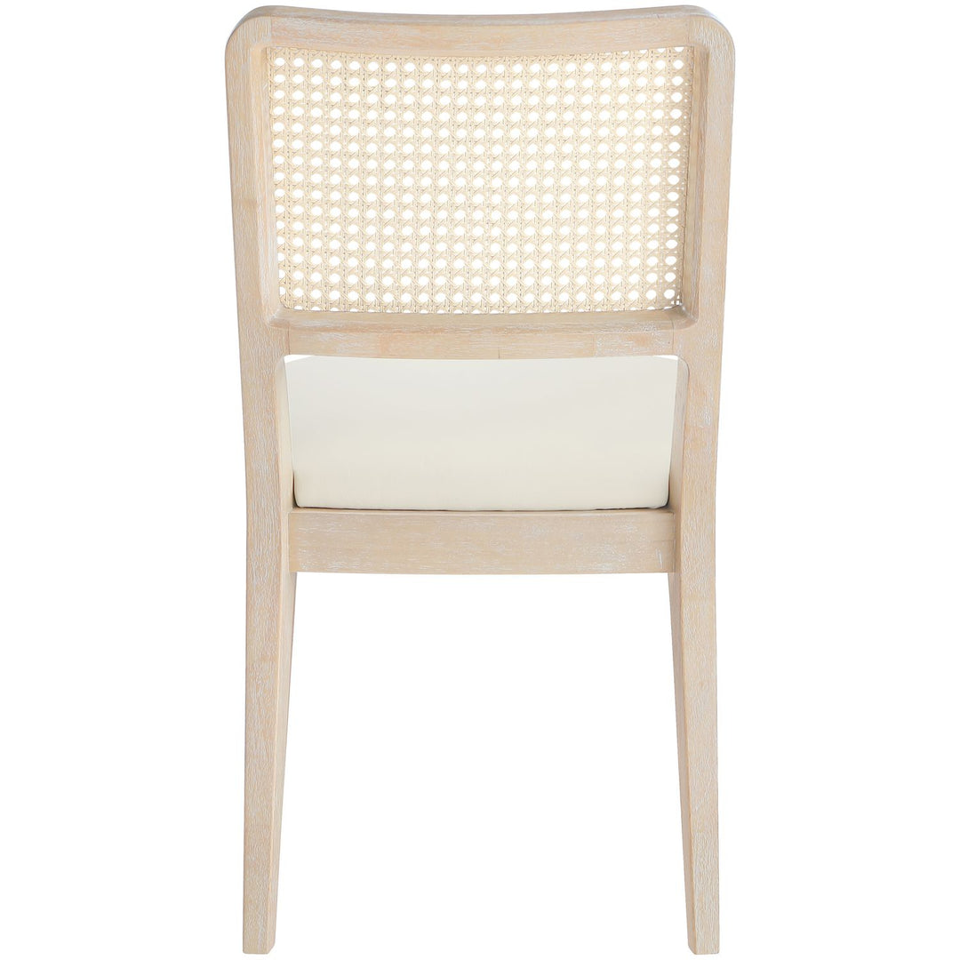Atrium Cane Back And Vegan Leather Upholstered Seat Dining Chair — Cream / Brushed Natural / White Cerusing