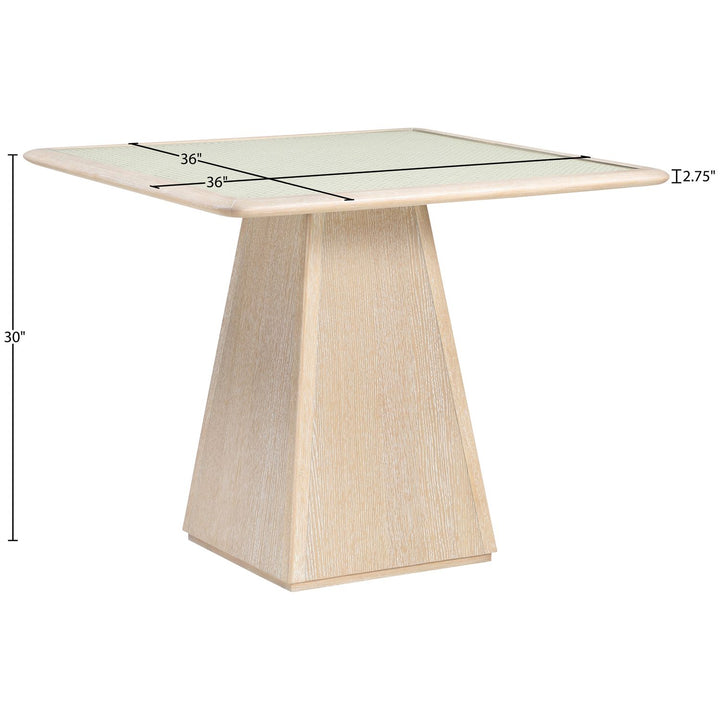 Atrium Glass And Cane Top With Solid Wood Base Dining / Game Table — Natural