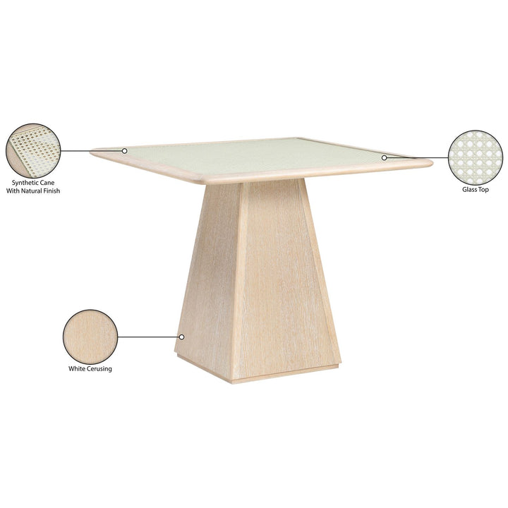 Atrium Glass And Cane Top With Solid Wood Base Dining / Game Table — Natural