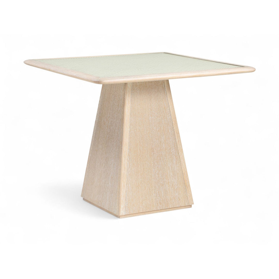 Atrium Glass And Cane Top With Solid Wood Base Dining / Game Table — Natural