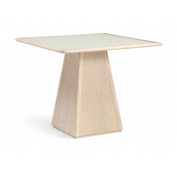 Atrium Glass And Cane Top With Solid Wood Base Dining / Game Table — Natural