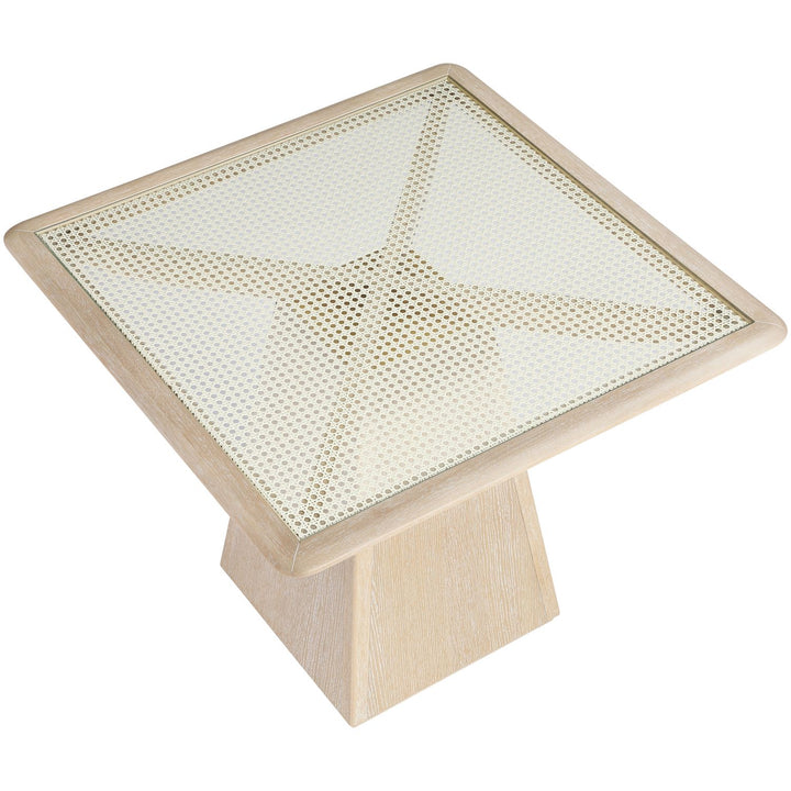 Atrium Glass And Cane Top With Solid Wood Base Dining / Game Table — Natural
