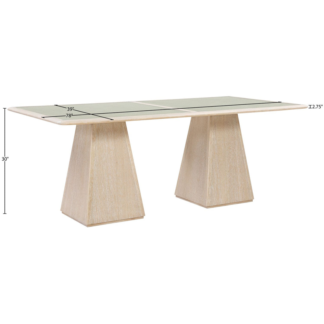 Atrium Glass And Cane Top With Solid Wood Base Dining Table — Natural