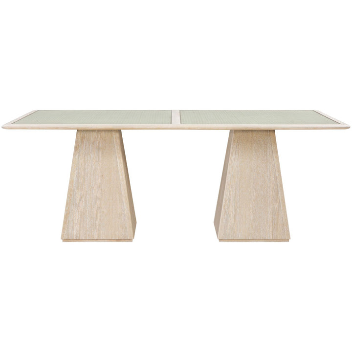 Atrium Glass And Cane Top With Solid Wood Base Dining Table — Natural