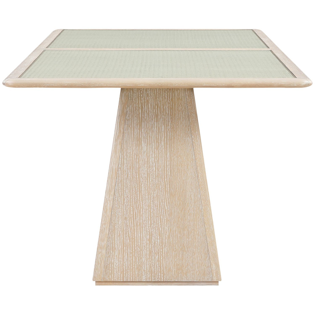 Atrium Glass And Cane Top With Solid Wood Base Dining Table — Natural