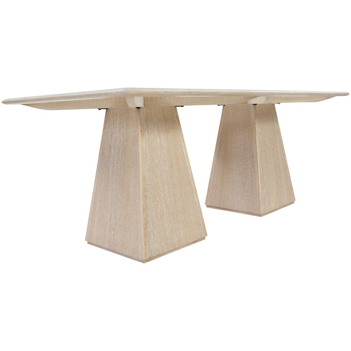 Atrium Glass And Cane Top With Solid Wood Base Dining Table — Natural