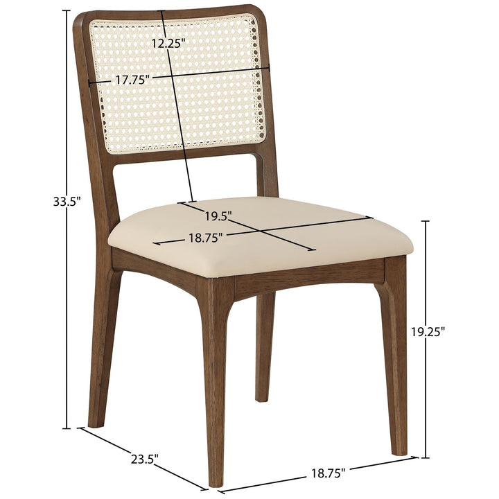 Atrium Cane Back And Vegan Leather Upholstered Seat Dining Chair — Beige / Brushed Brown
