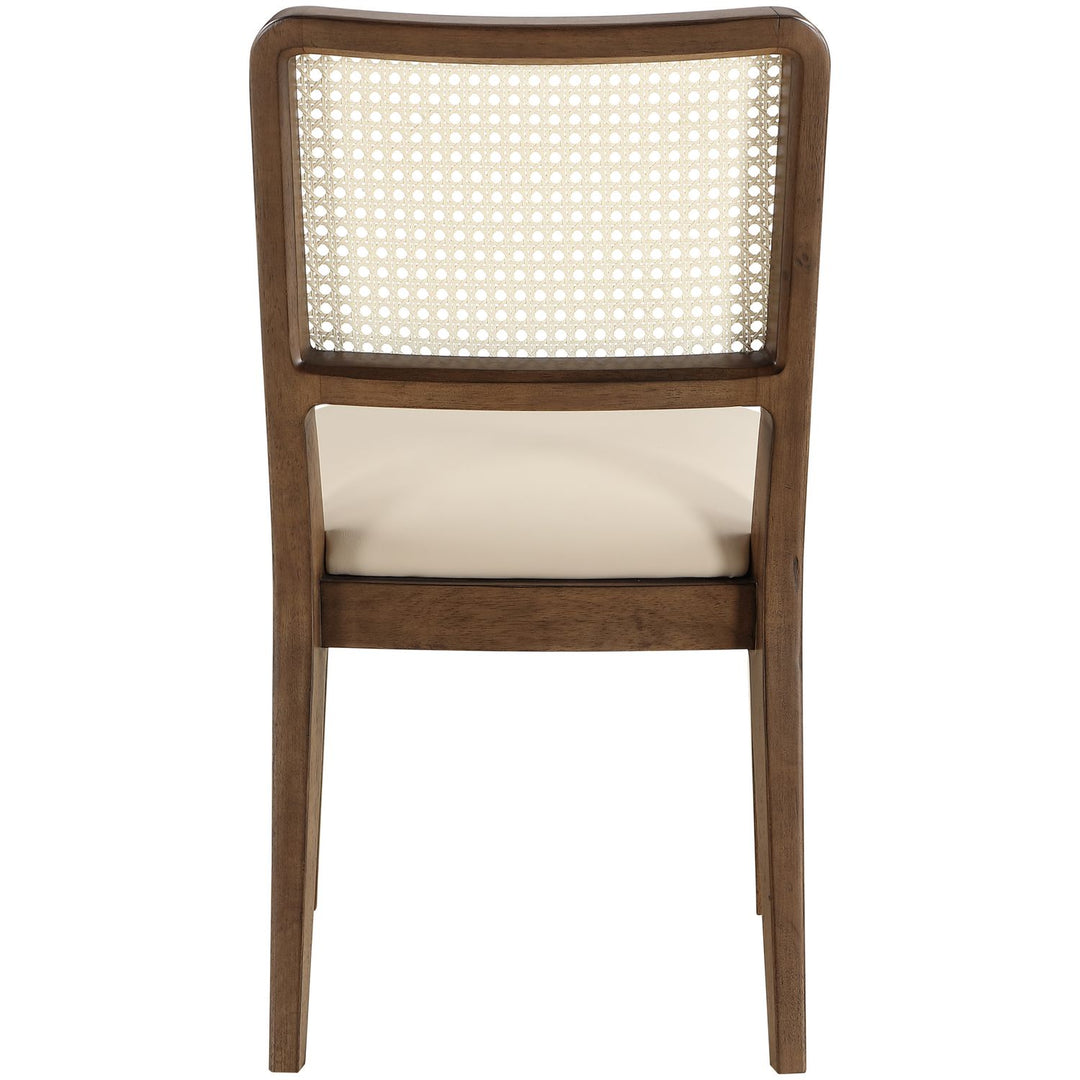 Atrium Cane Back And Vegan Leather Upholstered Seat Dining Chair — Beige / Brushed Brown