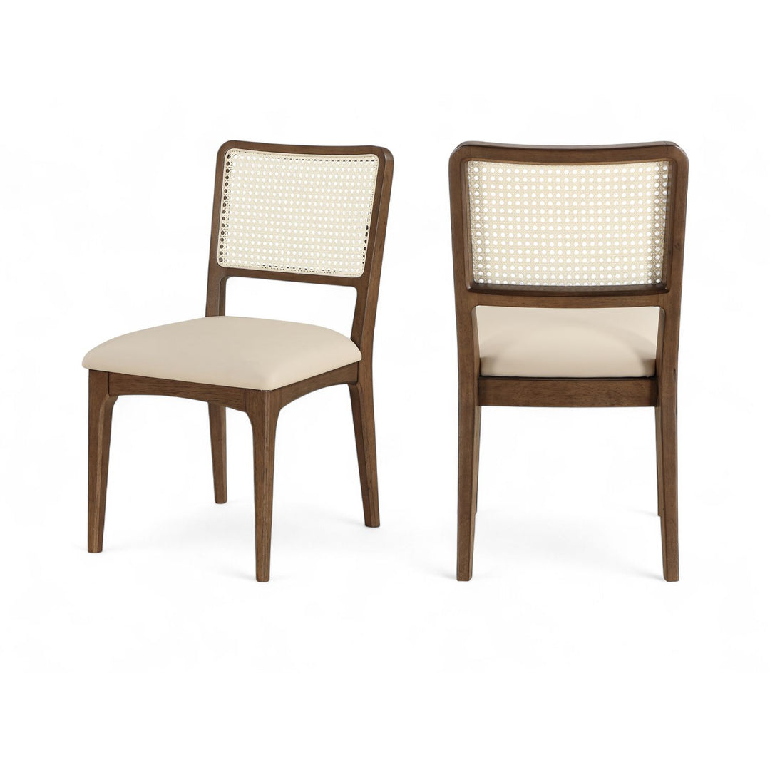 Atrium Beige Cane Back And Vegan Leather Upholstered Seat Dining Chair