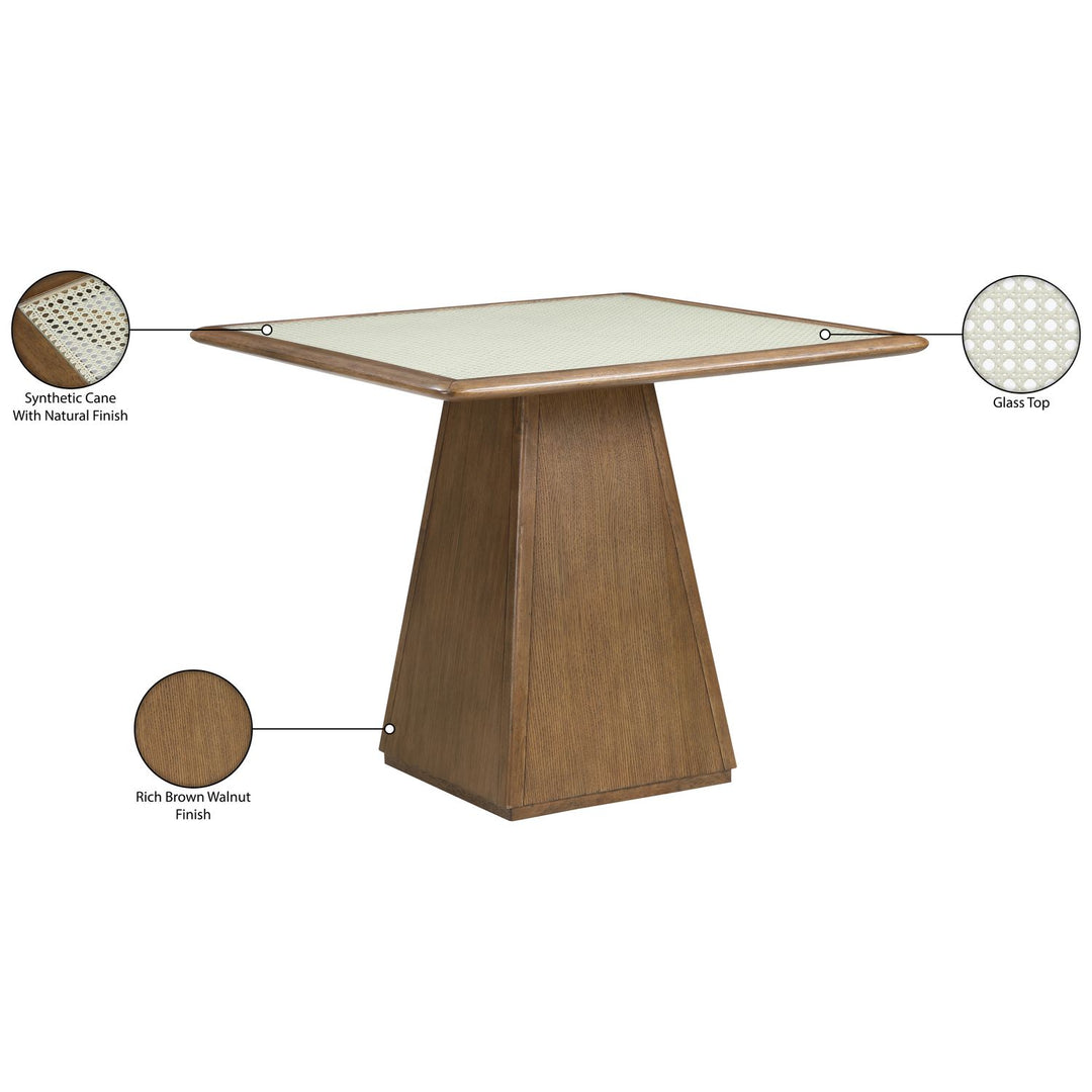 Atrium Glass And Cane Top With Solid Wood Base Dining / Game Table — Brown