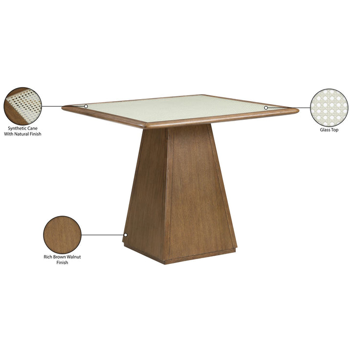 Atrium Glass And Cane Top With Solid Wood Base Dining / Game Table — Brown