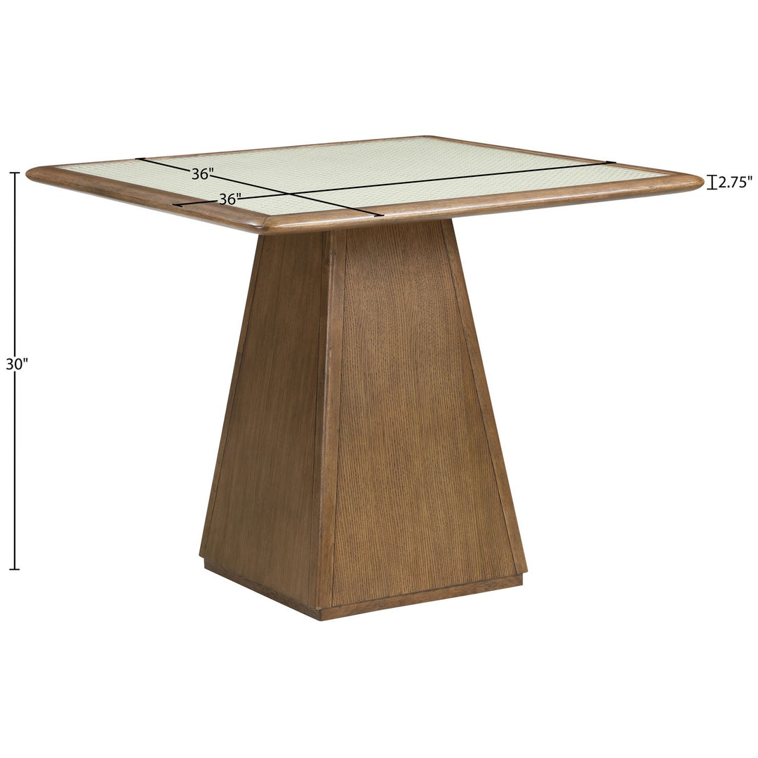 Atrium Glass And Cane Top With Solid Wood Base Dining / Game Table — Brown