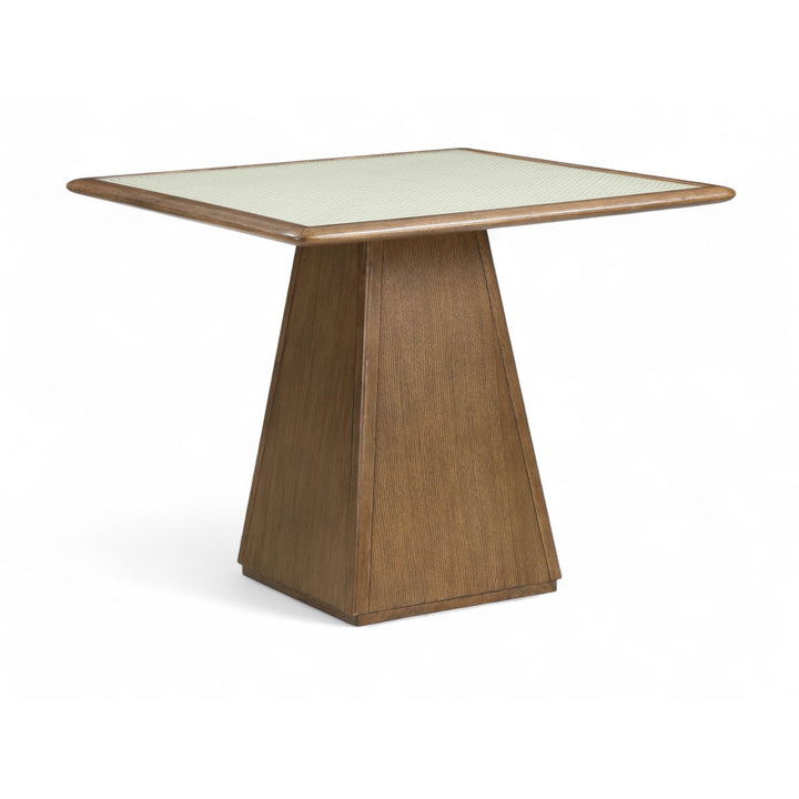 Atrium Glass And Cane Top With Solid Wood Base Dining / Game Table — Brown
