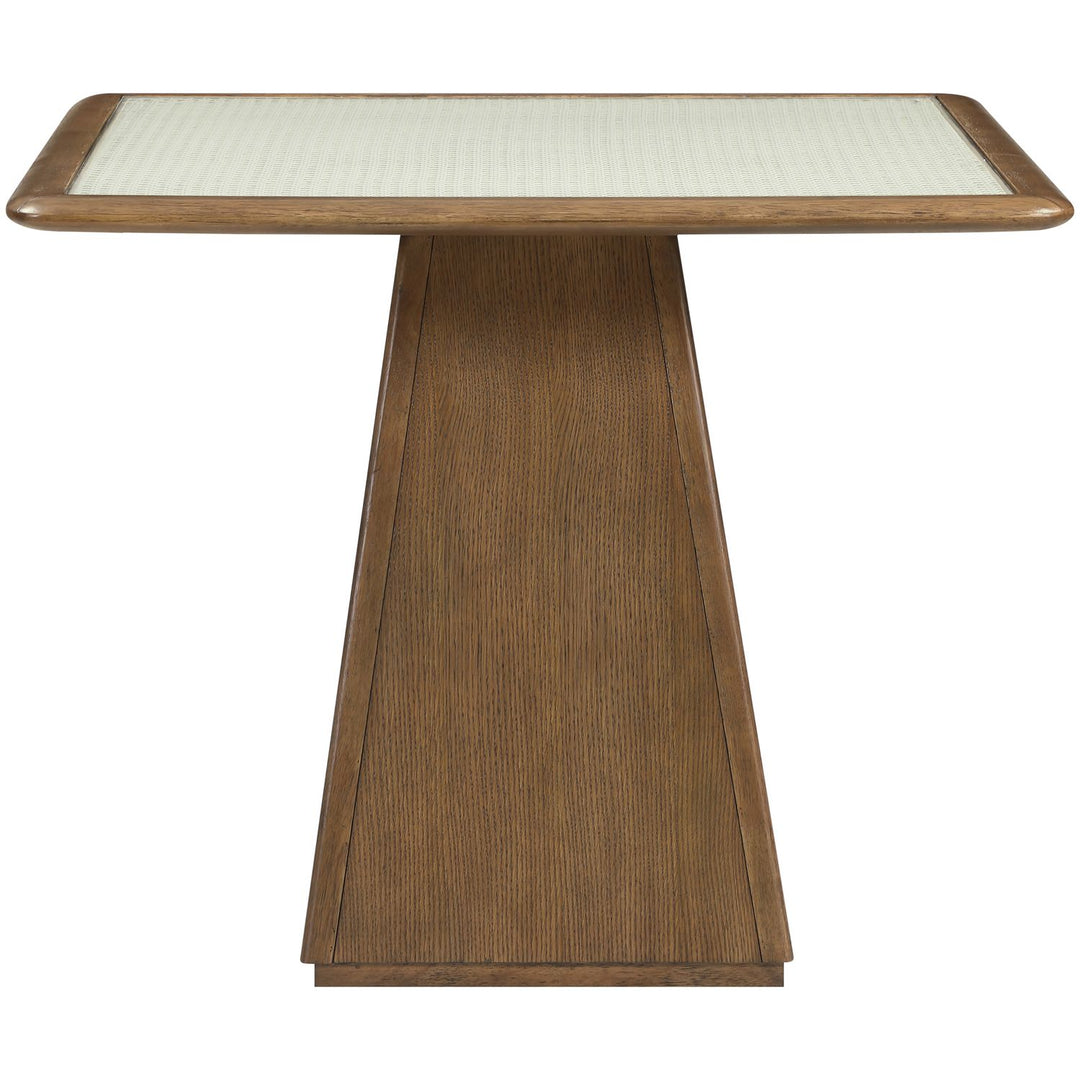 Atrium Glass And Cane Top With Solid Wood Base Dining / Game Table — Brown