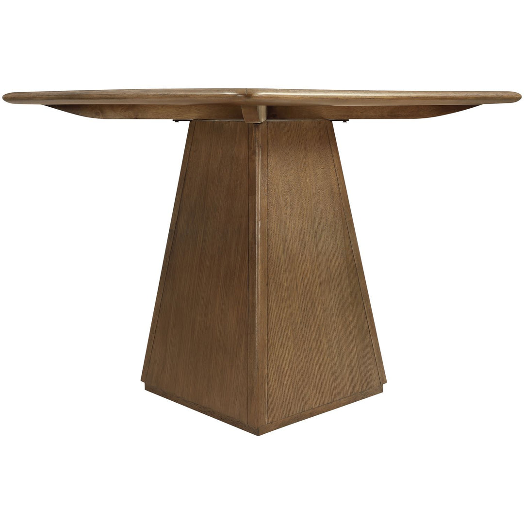 Atrium Glass And Cane Top With Solid Wood Base Dining / Game Table — Brown