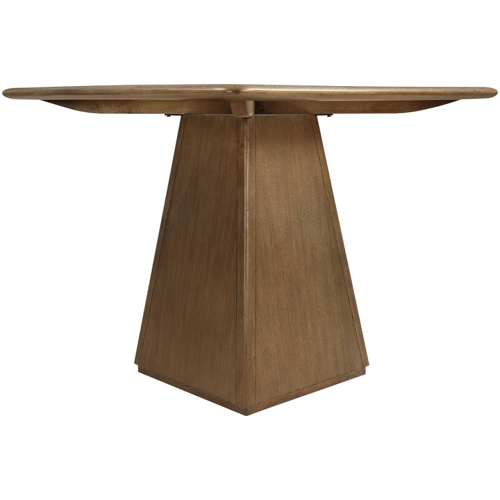 Atrium Glass And Cane Top With Solid Wood Base Dining / Game Table — Brown