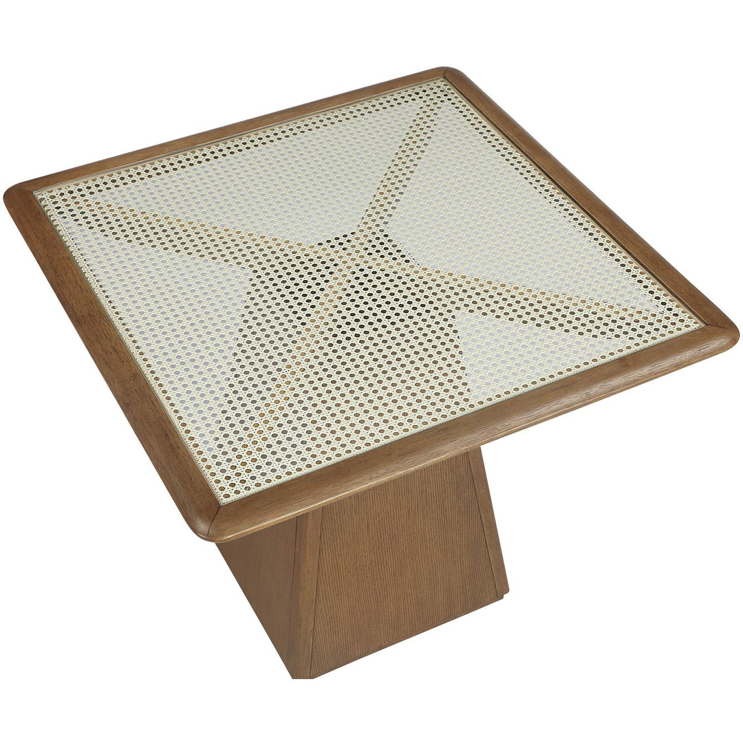 Atrium Glass And Cane Top With Solid Wood Base Dining / Game Table — Brown