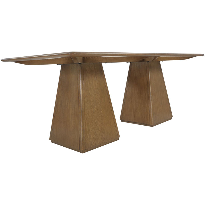 Atrium Glass And Cane Top With Solid Wood Base Dining Table — Brown