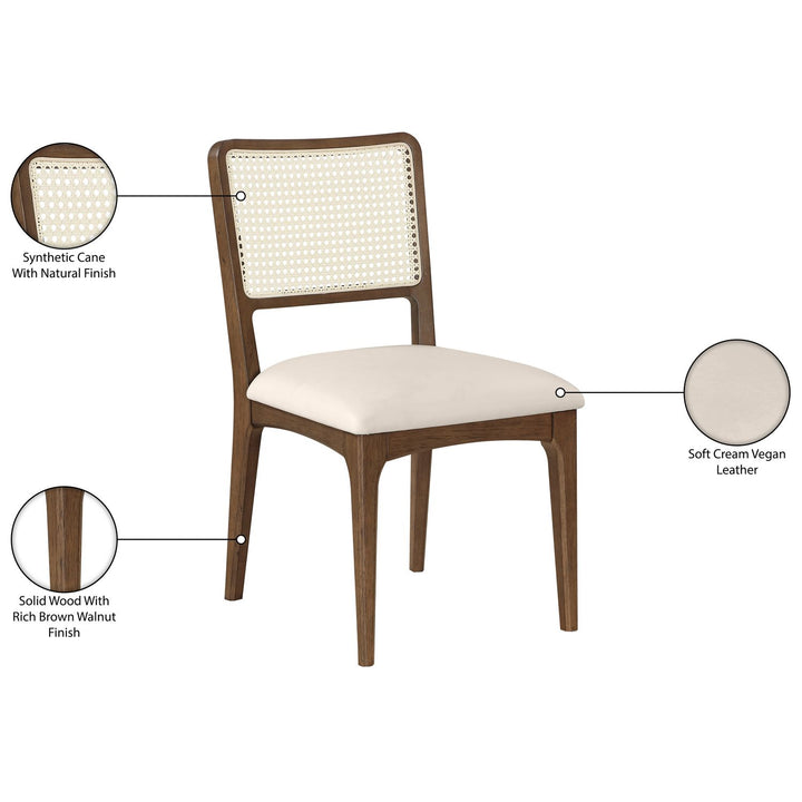 Atrium Cane Back And Vegan Leather Upholstered Seat Dining Chair — Cream / Brushed Brown