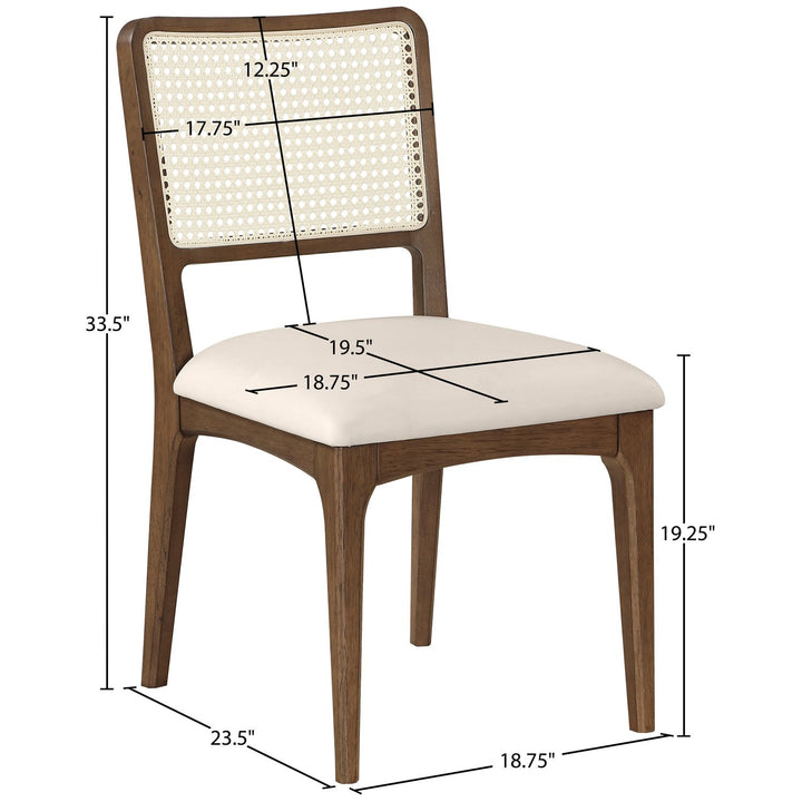 Atrium Cane Back And Vegan Leather Upholstered Seat Dining Chair — Cream / Brushed Brown