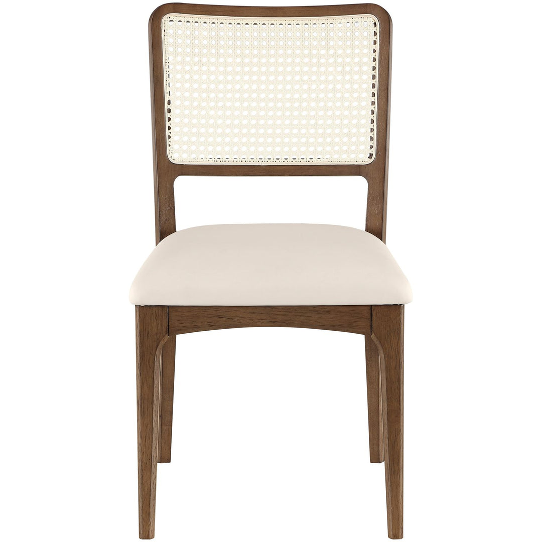 Atrium Cane Back And Vegan Leather Upholstered Seat Dining Chair — Cream / Brushed Brown