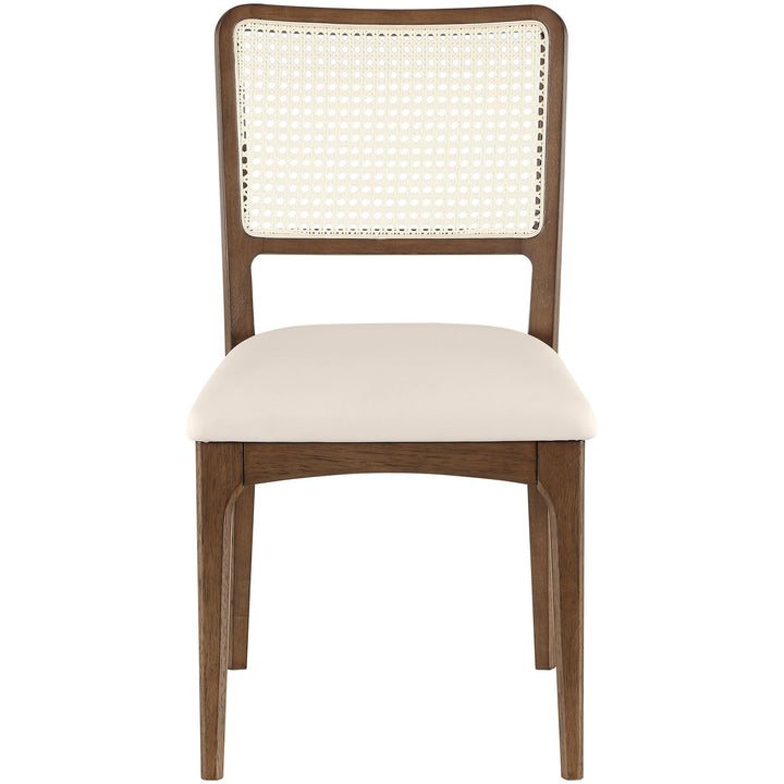 Atrium Cane Back And Vegan Leather Upholstered Seat Dining Chair — Cream / Brushed Brown