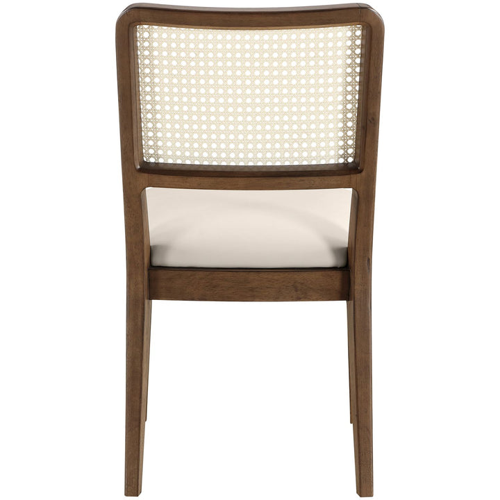 Atrium Cane Back And Vegan Leather Upholstered Seat Dining Chair — Cream / Brushed Brown