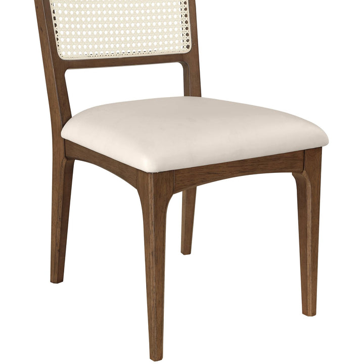 Atrium Cane Back And Vegan Leather Upholstered Seat Dining Chair — Cream / Brushed Brown