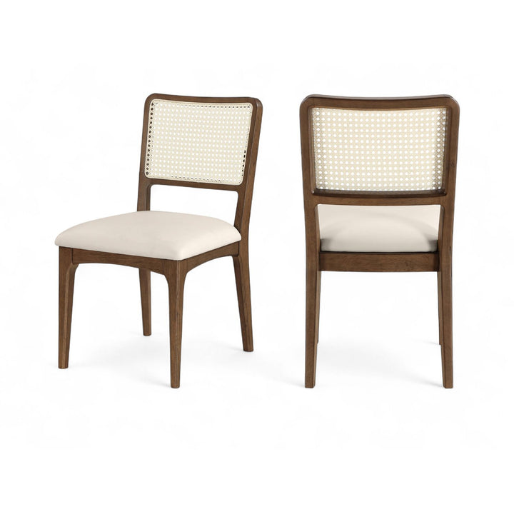 Atrium Cream Cane Back And Vegan Leather Upholstered Seat Dining Chair
