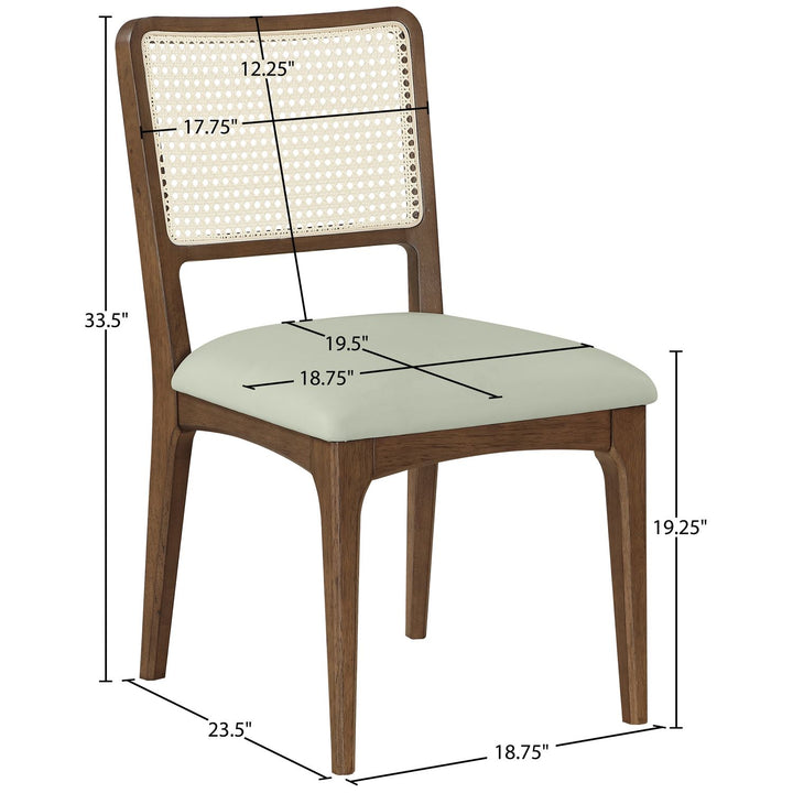 Atrium Cane Back And Vegan Leather Upholstered Seat Dining Chair — Mint / Brushed Brown