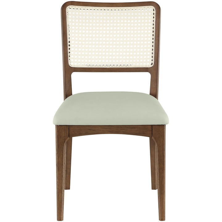 Atrium Cane Back And Vegan Leather Upholstered Seat Dining Chair — Mint / Brushed Brown
