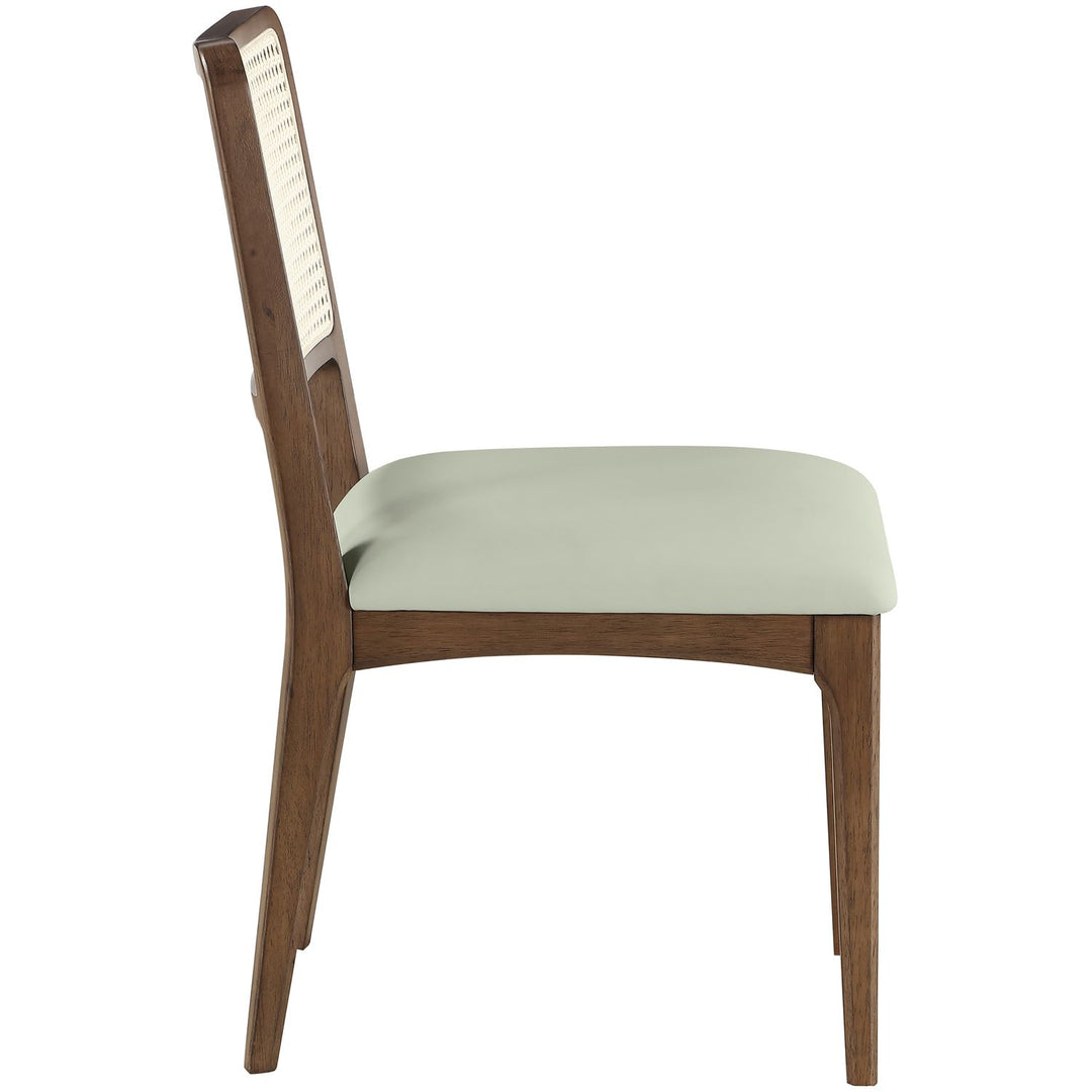 Atrium Cane Back And Vegan Leather Upholstered Seat Dining Chair — Mint / Brushed Brown