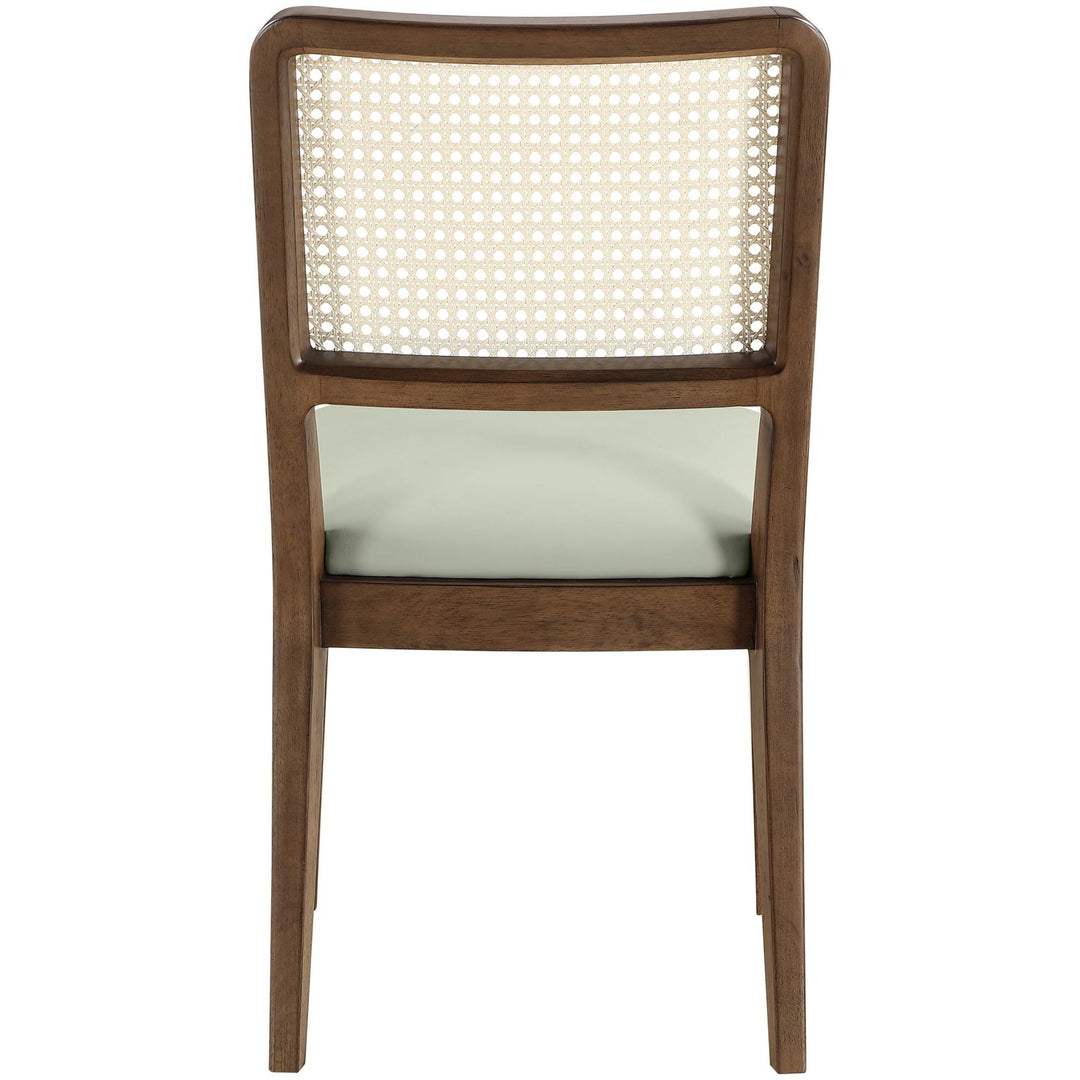 Atrium Cane Back And Vegan Leather Upholstered Seat Dining Chair — Mint / Brushed Brown