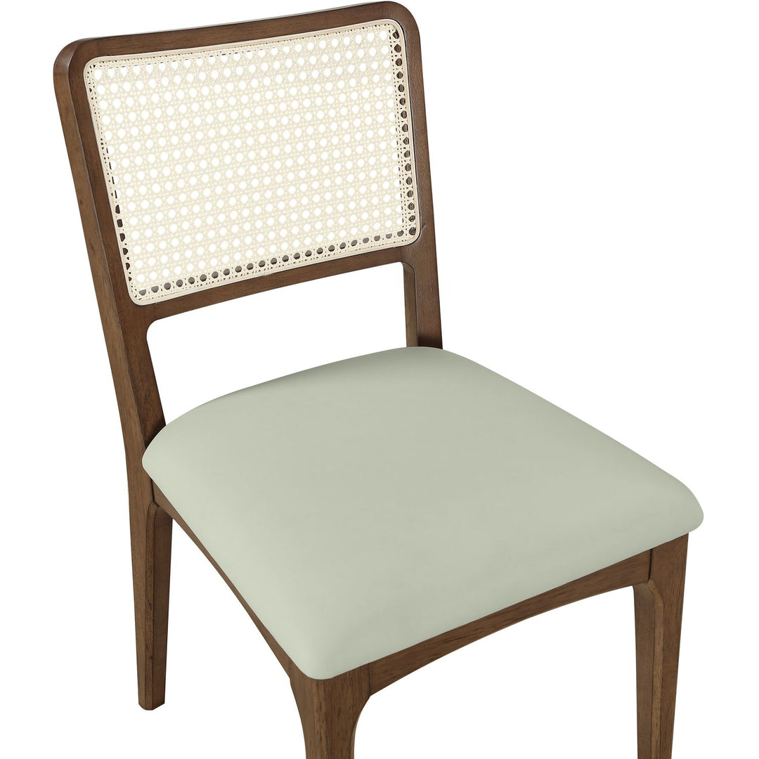 Atrium Cane Back And Vegan Leather Upholstered Seat Dining Chair — Mint / Brushed Brown