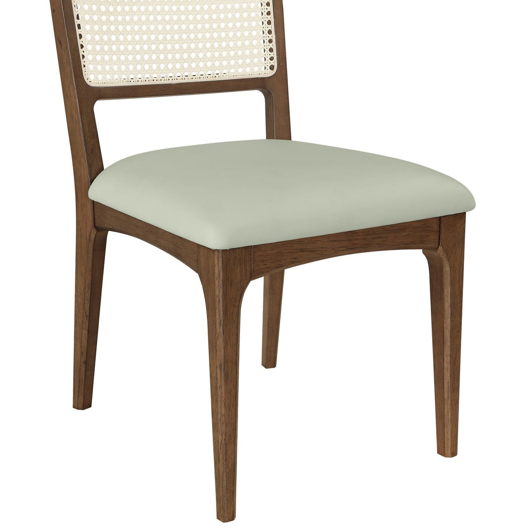 Atrium Cane Back And Vegan Leather Upholstered Seat Dining Chair — Mint / Brushed Brown