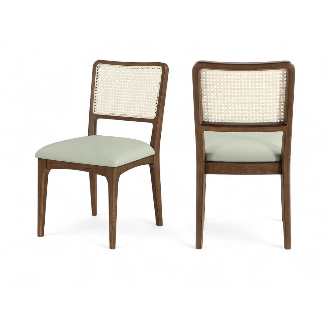 Atrium Mint Cane Back And Vegan Leather Upholstered Seat Dining Chair