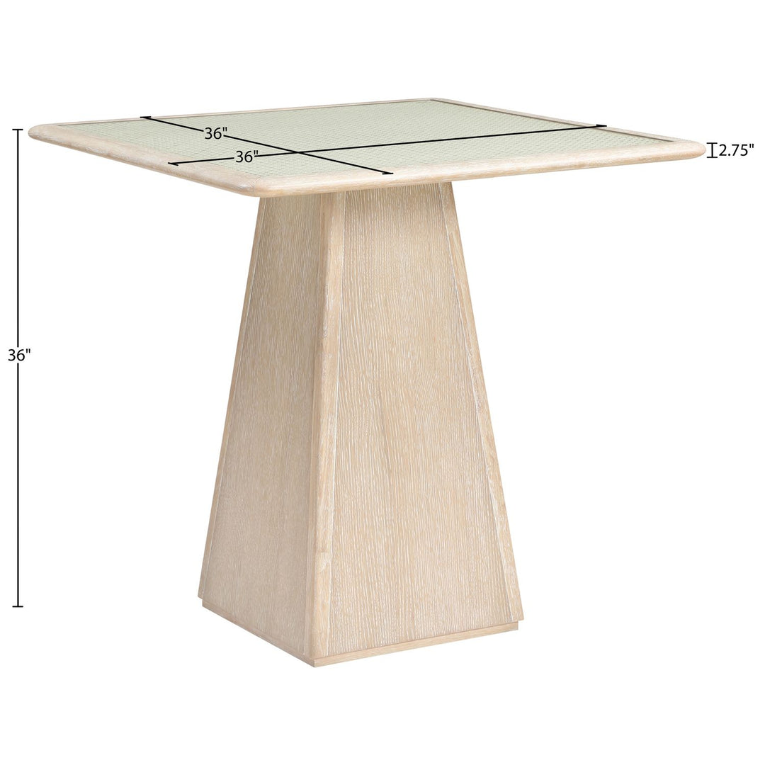 Atrium Glass And Cane Top With Solid Wood Base Counter Height Table — Natural
