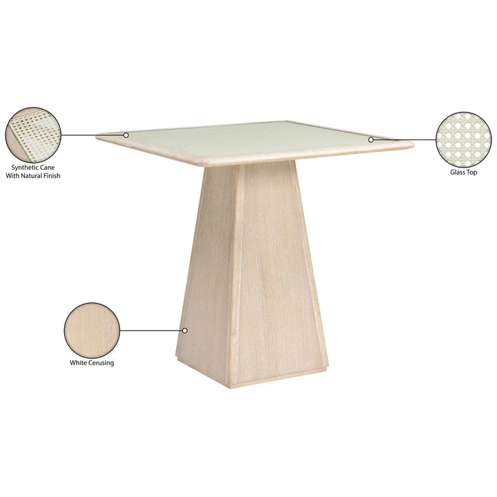 Atrium Glass And Cane Top With Solid Wood Base Counter Height Table — Natural