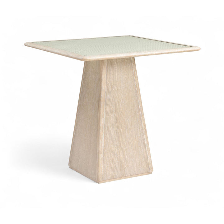 Atrium Glass And Cane Top With Solid Wood Base Counter Height Table — Natural