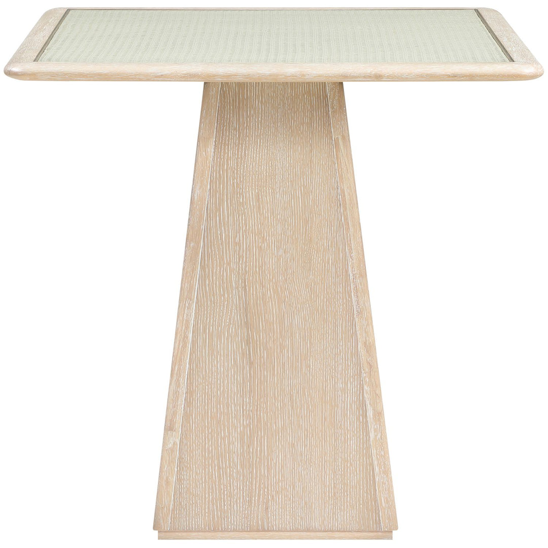 Atrium Glass And Cane Top With Solid Wood Base Counter Height Table — Natural