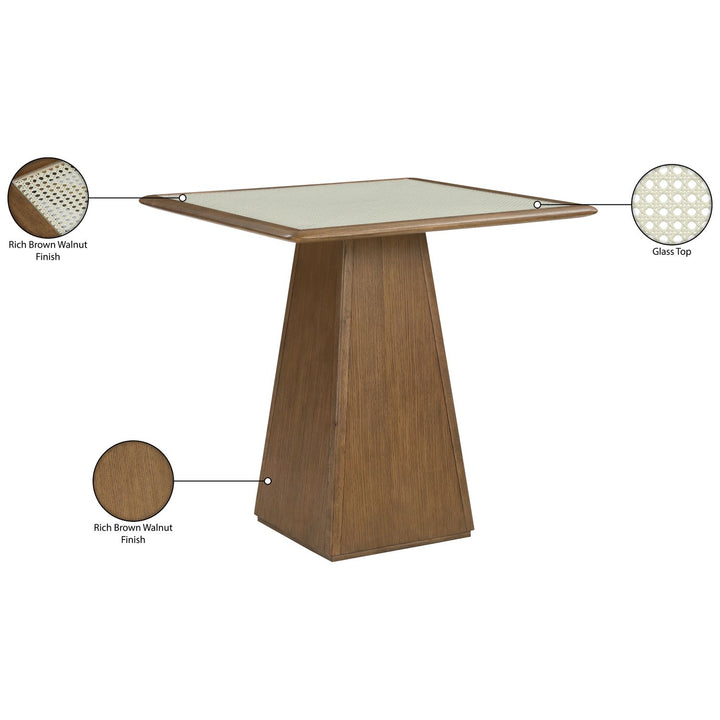 Atrium Glass And Cane Top With Solid Wood Base Counter Height Table — Brown