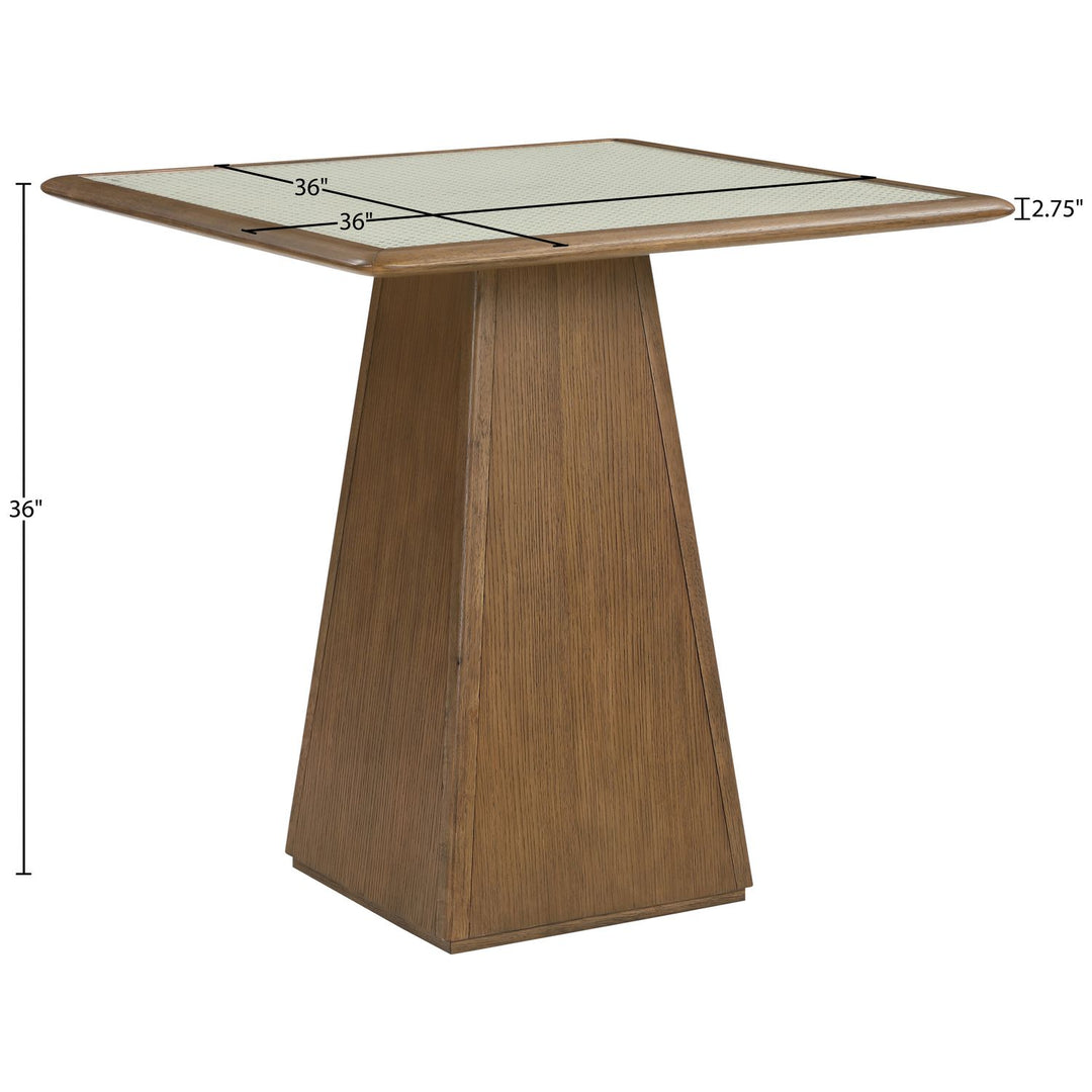 Atrium Glass And Cane Top With Solid Wood Base Counter Height Table — Brown