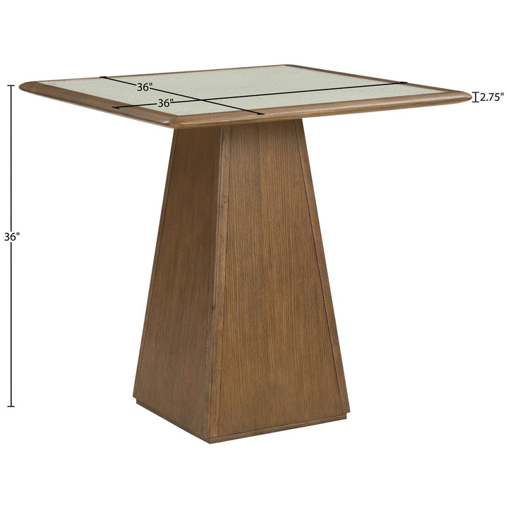 Atrium Glass And Cane Top With Solid Wood Base Counter Height Table — Brown
